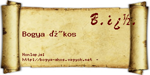 Bogya Ákos névjegykártya